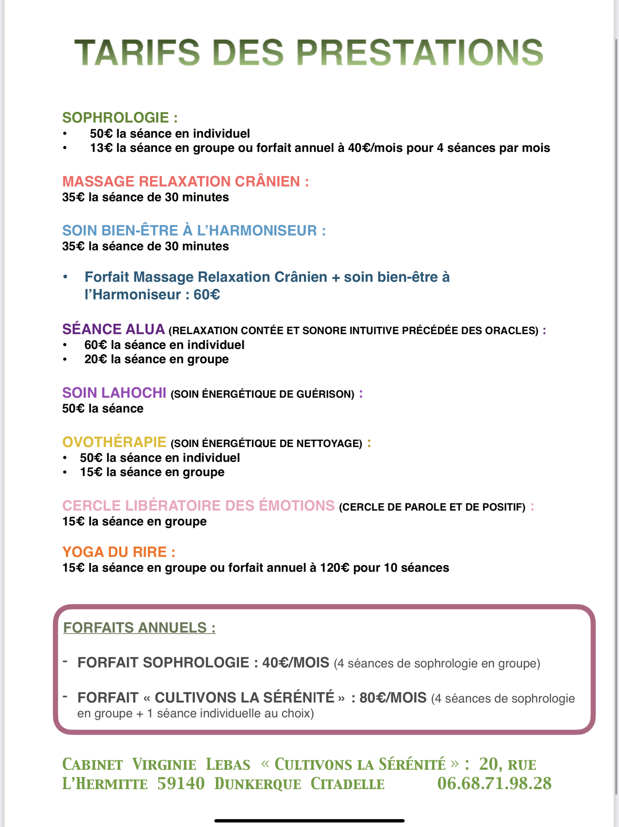 Tarifs Virginie Lebas Sophrologue Ei 9292